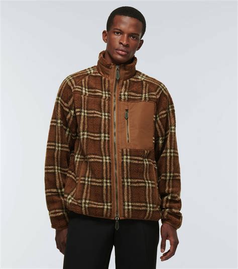 faux burberry print fleece fabric|checked fleece jacket.